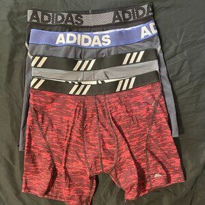 Adidas Men's Boxer Briefs Red Grey Blue Black Lot of 4 - Size Medium